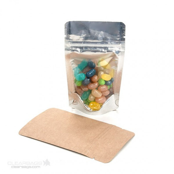 Kraft Backed Stand Up Zipper Pouch 13 x 7,9 x 20,6cm (650ml) (100 Pieces) [ZBGK3]