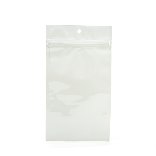 White Metallized Hanging Zipper Barrier Bags 7.6 x 11.4 cm (100 Pieces) [HZBB3MW]