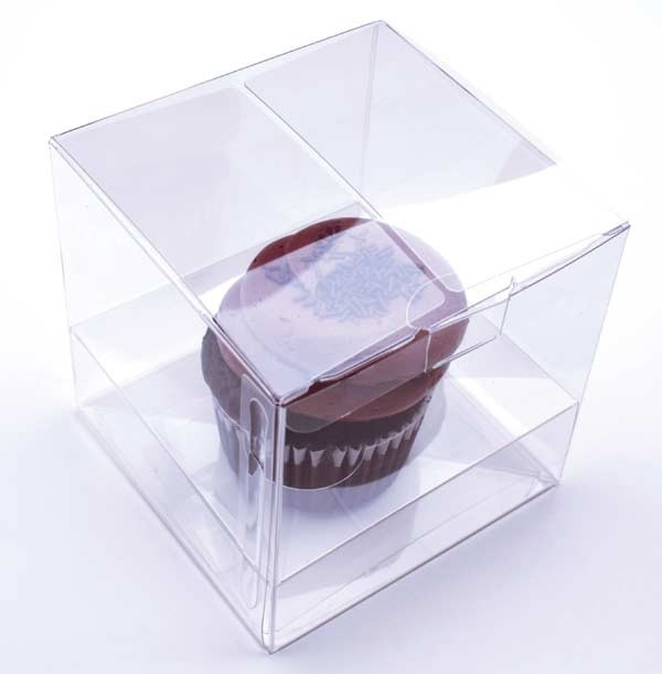 Plastic Gift Boxes for 1 Cupcake 10.2x10.2x10.2cm (100 pieces) [CBS56]
