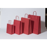 Paper Carrier Bags Red 26+12x35cm Kraft 90 grams (50 pieces) [PAM2635R]