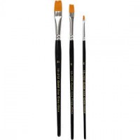 Gold Line Brushes, size 2+8+12, W: 3+9+12 mm, 3 pcs [HOB-100267]