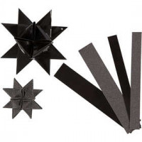 Paper Star Strips, W: 15+25 mm, D: 6.5+11.5 cm, 40 strips, black [HOB-20773]