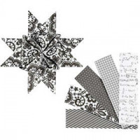 Paper Star Strips, W: 40 mm, D: 18 cm, 40 strips, white, black [HOB-22577]