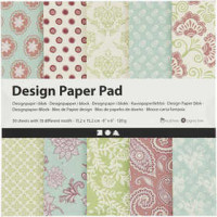 Design Paper Pad, sheet 15.2x15.2 cm, 120 g, 50 sheets, mintgrøn, purple [HOB-225912]