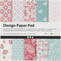 Design Paper Pad, sheet 15.2x15.2 cm, 120 g, 50 sheets, mintgrøn, rose [HOB-225913]