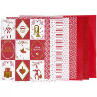 Design Paper pad, size 21x30 cm, 120+128 g, 24 sheets, white, red [HOB-22592]