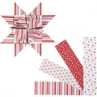 Paper Star Strips, W: 40 mm, D: 18 cm, 40 strips, white, red [HOB-22658]
