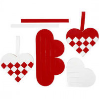 Woven Hearts, size 13.5x12.5 cm, g8 sets, white, red [HOB-22659]