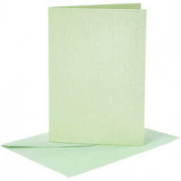 Cards and Envelopes, card size 10,5x15 cm, envelope size 11,5x16,5 cm, light green, mother of pearl, 4sets [HOB-23033]