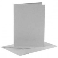 Cards and Envelopes, card size 10.5x15 cm, envelope size 11.5x16.5 cm, 6 sets, grey [HOB-23106]