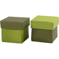 Folding box, size 5,5x5,5 cm,  250 g, dark green/lime green, 10pcs