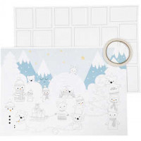 Christmas Calendar, size 30x42 cm, 3 pcs, white [HOB-23311]