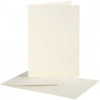 Cards And Envelopes, card size 10.5x15 cm, envelope size 11.5x16.5 cm, 10 sets, off-white [HOB-23708]