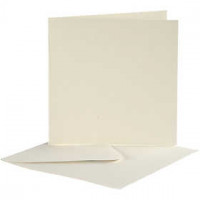 Cards And Envelopes, card size 12.5x12.5 cm, envelope size 13.5x13.5 cm, 10 sets, off-white [HOB-23728]