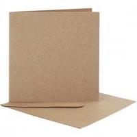 Blank Cards With Envelope, card size 12.5x12.5 cm, envelope size 13.5x13.5 cm, 10 sets, natural [HOB-23732]