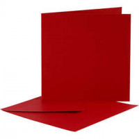 Cards And Envelopes, card size 12.5x12.5 cm, envelope size 13.5x13.5 cm, 10 sets, red [HOB-23734]