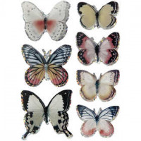 3D Stickers, size 26-48 mm, asstd colours, butterfly, 7pcs [HOB-27009]