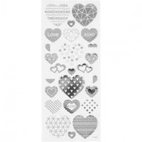 Stickers, sheet 10x24 cm, approx. 25 pc, 1 sheet, silver [HOB-29140]