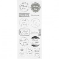Stickers, sheet 10x24 cm, approx. 13 pc, 1 sheet, silver [HOB-29141]