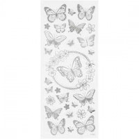 Stickers, sheet 10x24 cm, approx. 28 pc, 1 sheet, silver [HOB-29143]