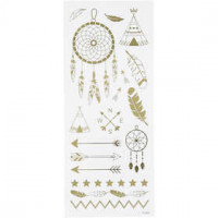 Stickers, sheet 10x24 cm, approx. 17 pc, 1 sheet, gold [HOB-29145]