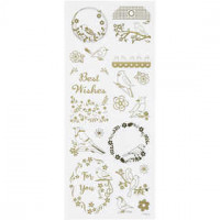 Stickers, sheet 10x24 cm, approx. 17 pc, 1 sheet, gold [HOB-29146]