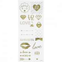 Stickers, sheet 10x24 cm, approx. 14 pc, 1 sheet, gold [HOB-29148]