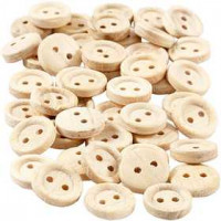 Wooden Buttons, D: 11 mm, 50 pcs [HOB-403021]