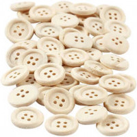 Wooden Buttons, D: 15 mm, 50 pcs [HOB-403041]
