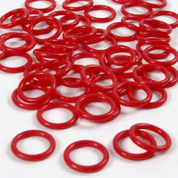Plastic Ring, outer size 15 mm, inner size 11 mm, 50 pcs, red [HOB-41258]