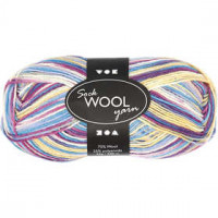 Sock Yarn, L: 200 m, 50 g, off-white/purple harmony [HOB-41317]