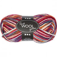 Sock Yarn, L: 200 m, 50 g, blue/red harmony [HOB-41320]