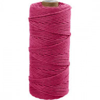Cotton Twine, L: 100 m, thickness 2 mm, 225 g, pink [HOB-41538]