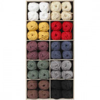 Cotton tube yarn, L: 45 m, 100 balls, asstd. colours [HOB-42500]