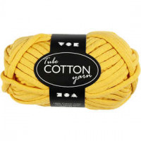 Cotton tube yarn, L: 45 m, 100 g, yellow [HOB-42503]