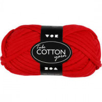 Cotton tube yarn, L: 45 m, 100 g, red [HOB-42504]