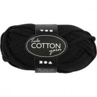 Cotton tube yarn, L: 45 m, 100 g, black [HOB-42510]
