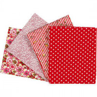 Patchwork Fabric, size 45x55 cm, 100 g/m2, 4 pcs, red [HOB-44174]