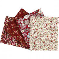 Patchwork Fabric, size 45x55 cm, 100 g/m2, 4 pcs, claret [HOB-44175]