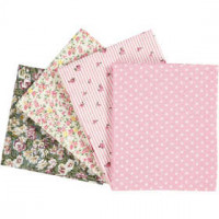 Patchwork Fabric, size 45x55 cm, 100 g/m2, 4 pcs, rose [HOB-44178]