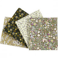 Patchwork Fabric, size 45x55 cm, 100 g/m2, 4 pcs, green [HOB-44179]