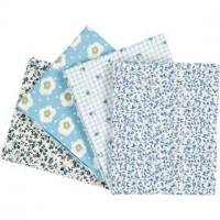 Patchwork Fabric, size 45x55 cm, 100 g/m2, 4 pcs, light blue [HOB-44180]