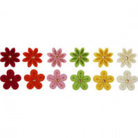 Felt Flowers, D: 30 mm, thickness 2.5 mm, 12 pcs [HOB-450760]