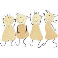 Happy figures, H: 12.5 cm, 4 pcs, plywood [HOB-500111]