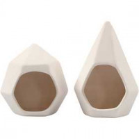 Candle Light Holder, H: 8.5+11 cm, D: 7.5+8 cm, 6 pcs, white [HOB-50558]
