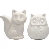 Animal Saving Banks, H: 9 cm, 2 pcs, white [HOB-50570]