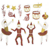 Die cut tags, size 2.2x12.5 cm, 57 pcs, white, gold, red [HOB-51017]