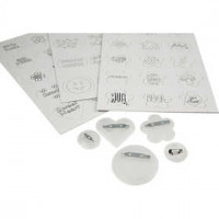 Badges with Drawing Templates, D: 2+4 cm, 100 pcs [HOB-51297]