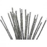 Pipe Cleaners, thickness 6 mm, L: 30 cm, silver, 24pcs