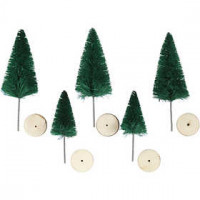 Christmas Spruce Trees, H: 40+60 mm, green, trees, 5pcs